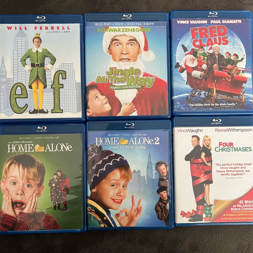 BluRay Christmas 6Movie Bundle: Home Alone 1 & 2, Elf, 4 Christmases, Fred Claus